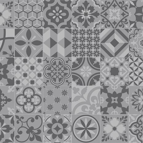 Algarve 090M Vinylgulv sort hvid grå. Boligvinyl i autentisk mønster. 