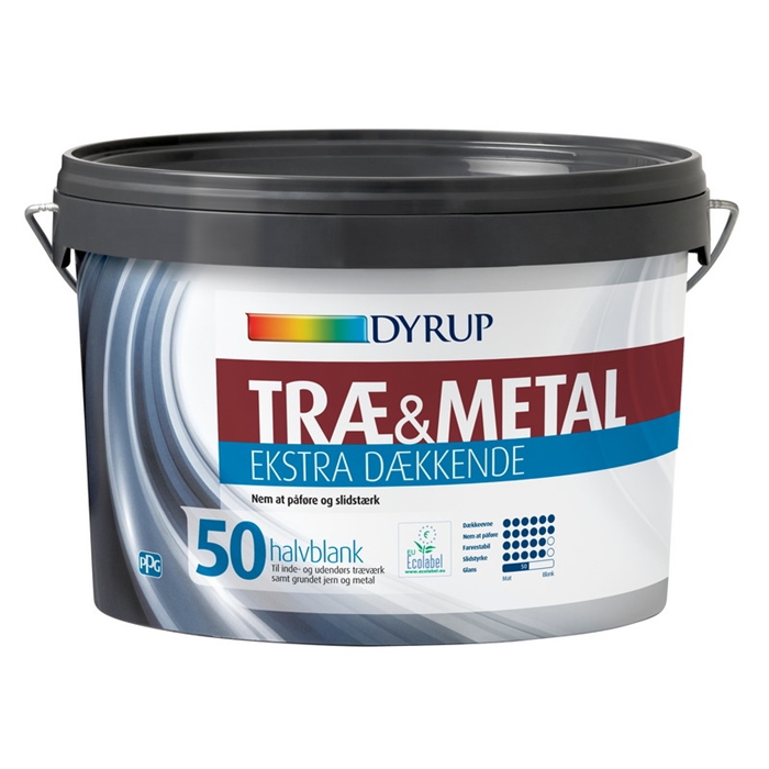 DYRUP Træ & Metal maling HVID, Ekstra Dækkende Glans 50, 0,75 liter